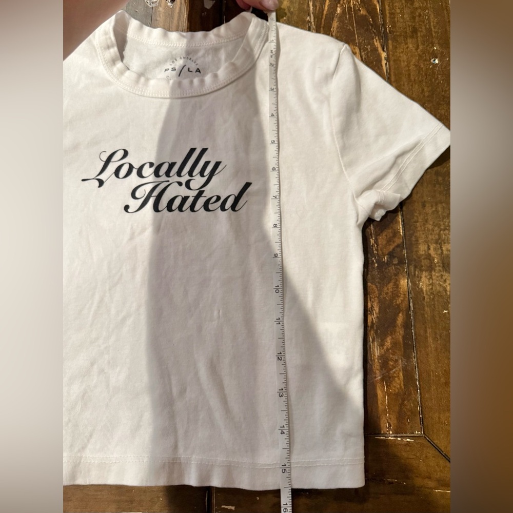 2 Women XS Tees: PS LA California White "Locally Hated" & green White Fable - Picture 7 of 14